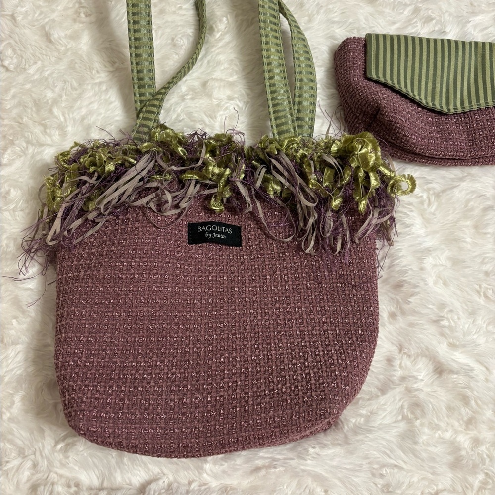 Bagolitas by Janice Artsy Fabric Tote Fringe Boho Handbag w Pouch